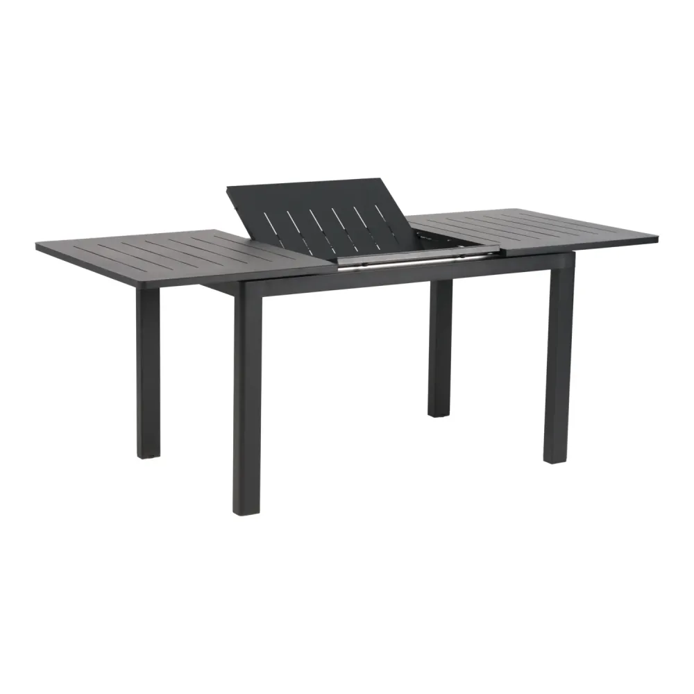 Lomma matbord Small – Träkol aluminium 132–192×80 cm, förlängningsbart