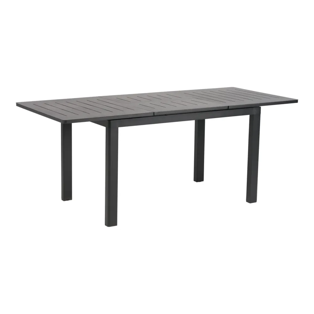 Lomma matbord Small – Träkol aluminium 132–192×80 cm, förlängningsbart