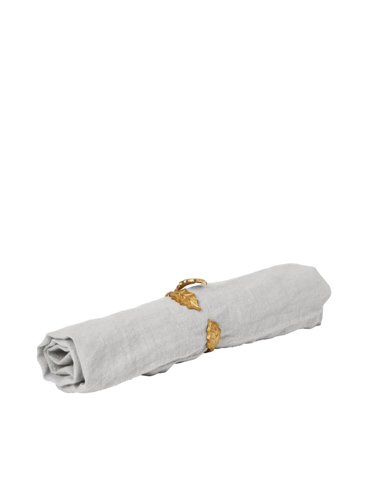 Holly Leaf Napkin Rings - Place 4 - Brass