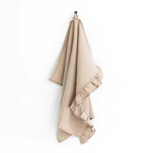Kökshandduk med volang (Linne taupe | Magic Linen