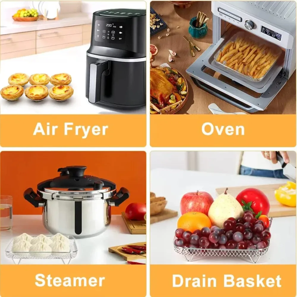 3-lagers Ställ för Air Fryer i Rostfritt Stål