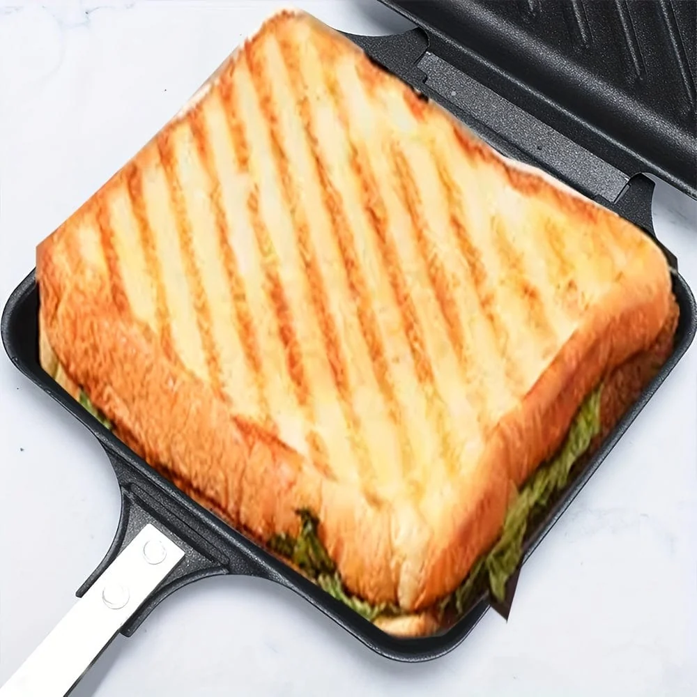 Avtagbar Sandwichtoastare för Gas/Induktion, Non-stick Plattor, Svart