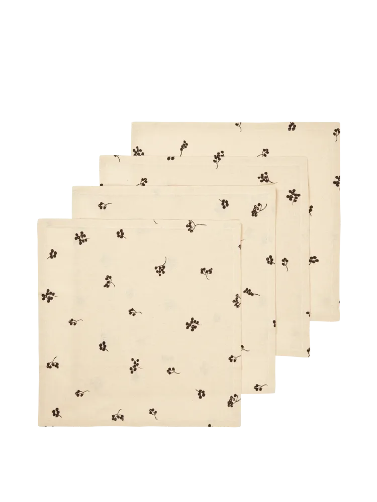 Baies Napkins - Set 4 - Natural/Dark Chocolate