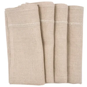 Beige linen napkins embroidery