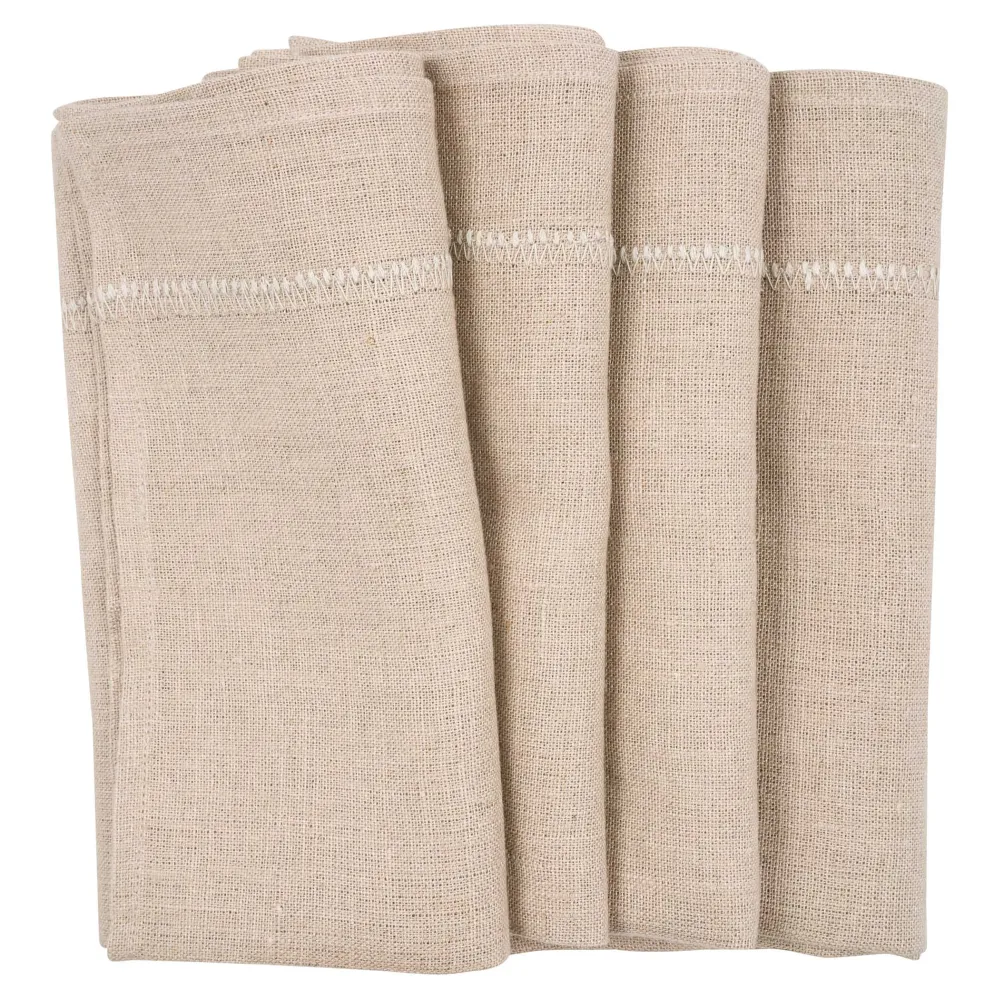 Beige linen napkins embroidery