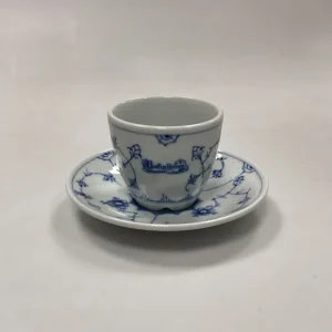 Bing og Grøndahl Blåmalet Musselmalet Hotel med Logo Kaffe -og Underkop No. 744