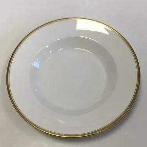 Bing & Grøndahl Hvidt glat stel med guldkant Dyb tallerken No 22