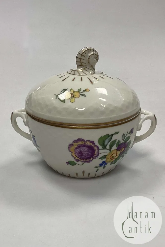 Bing og Grøndahl Saksisk Blomst, Creme Stor Sukkerskål No. 94