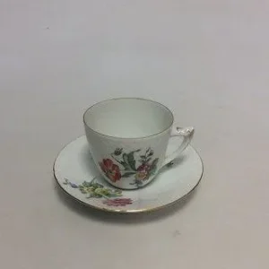 Bing & Grøndahl Saksisk Blomst, Hvid Kaffe- og underkop No 102
