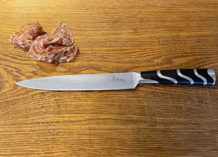Birkaknivar Hovgården set Santoku, trancher, skalkniv & Knivblock