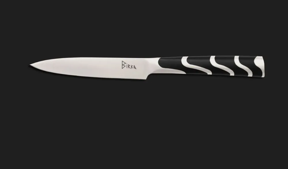 Birkaknivar Hovgården set Santoku, trancher, skalkniv & Knivblock