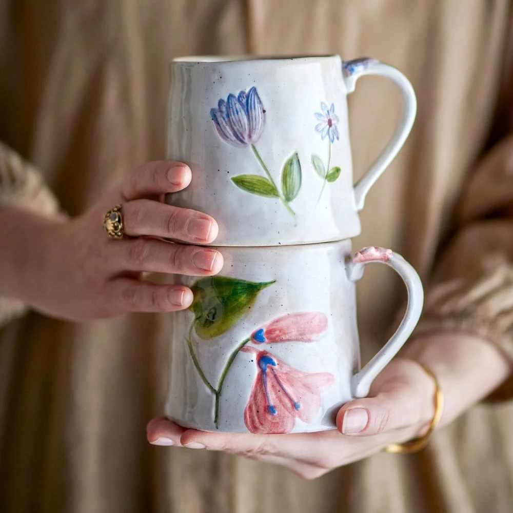 Bloomingville Camilla stengodsmuggar multi set om 2 delar