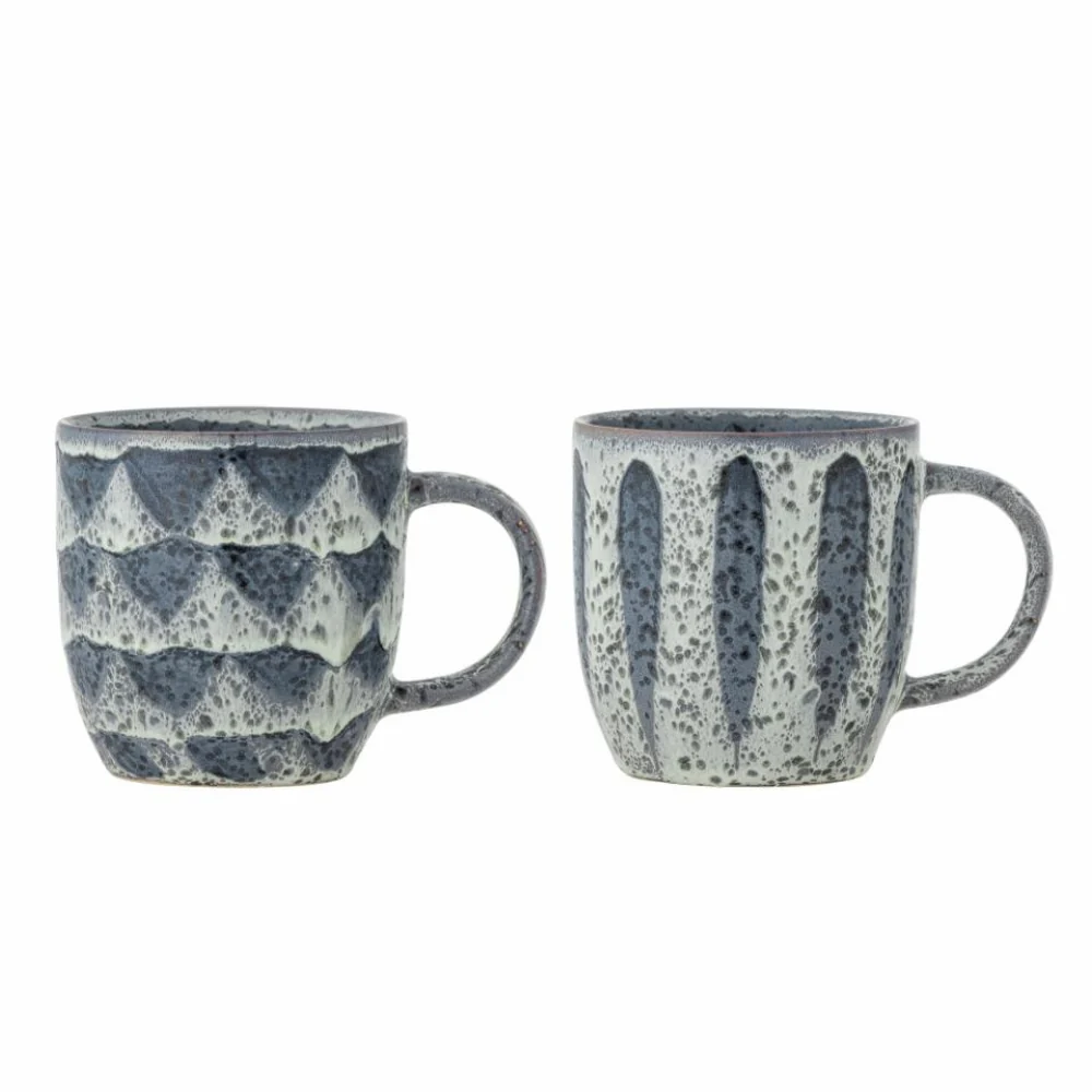 Bloomingville muggset i stengods Ramie Grey 2 st.