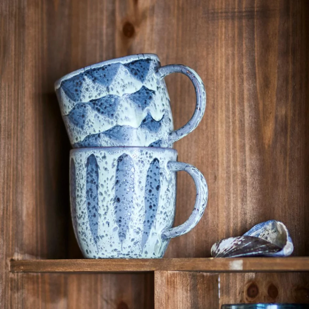 Bloomingville muggset i stengods Ramie Grey 2 st.