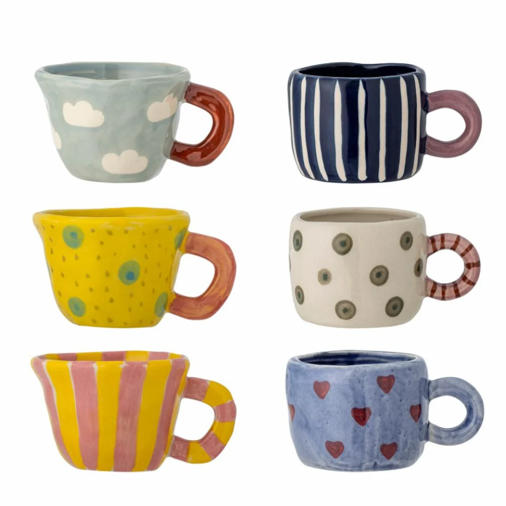 Bloomingville Nini Multi muggset i stengods 6 st.