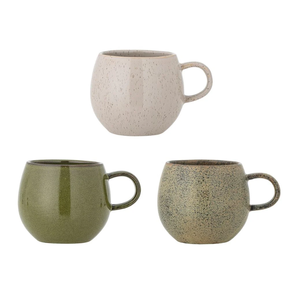 Bloomingville set med tre Addison tekoppar och kaffekoppar i stengods