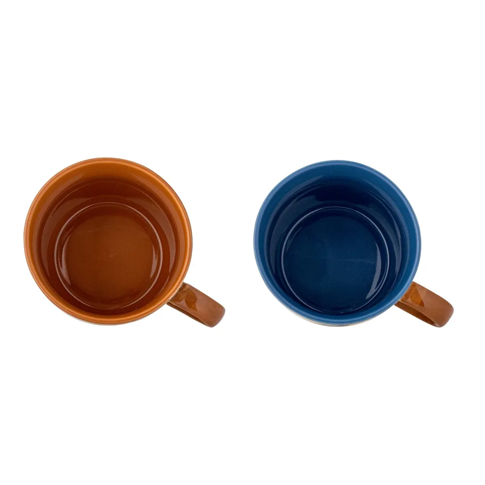 Bloomingville Stengods kaffemuggar Anniversary Brown 2 st