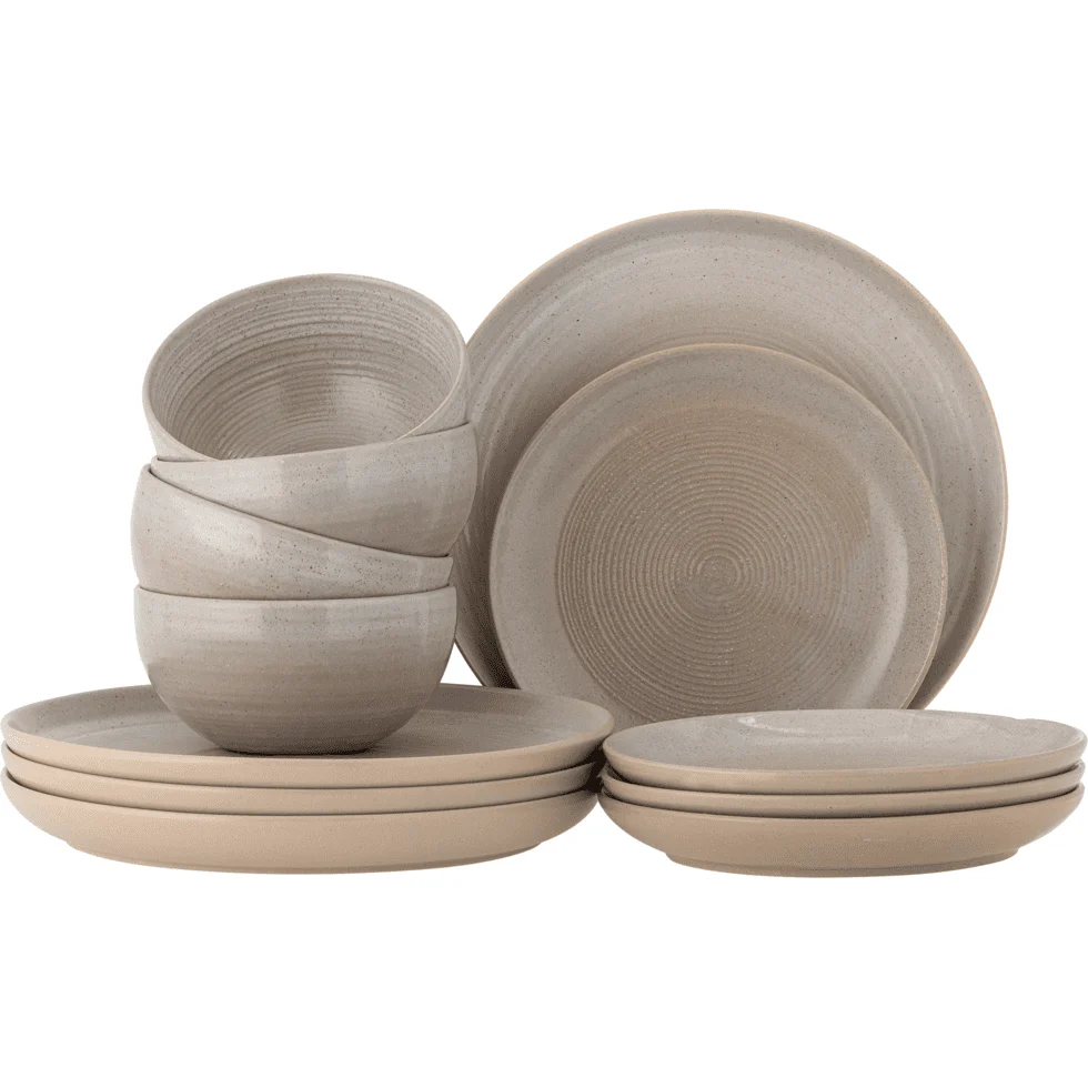 Bloomingville Taupe Middagsservis Set Grå Stengods