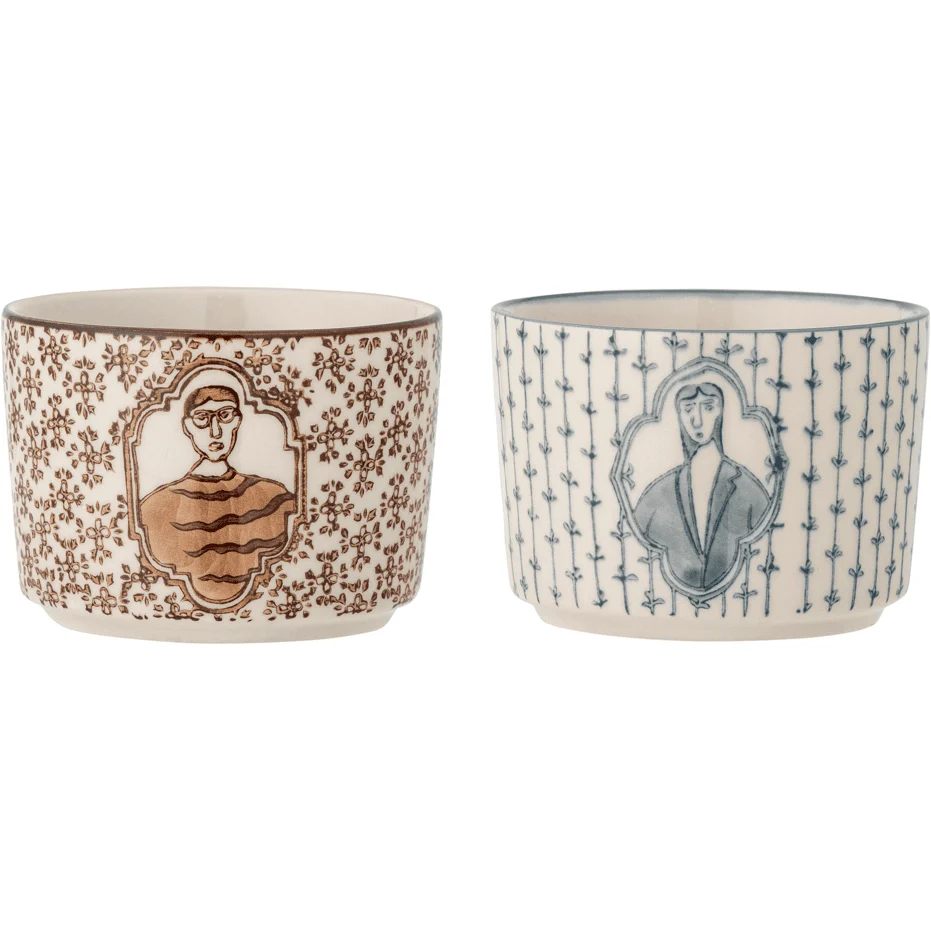 Bloomingville Tonia Skål Blå Stengods 2 Pack Ø9 cm