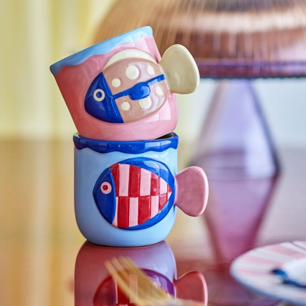 Bloomingville Willy Multi stengodsmuggar set om 2 delar