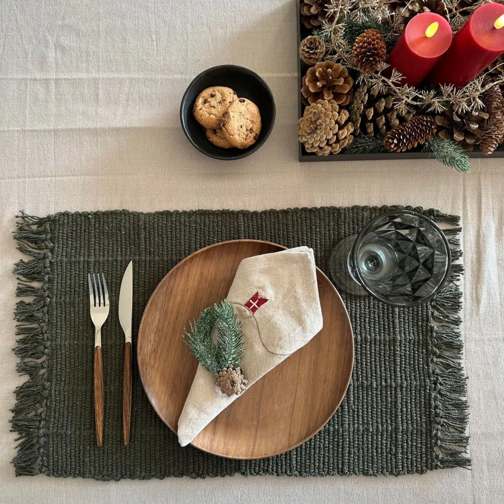 Bordsunderlägg Oliv - Recycling Cotton