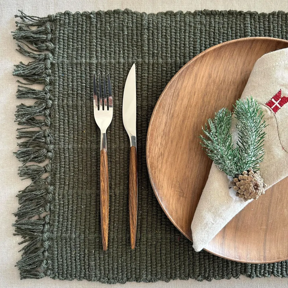 Bordsunderlägg Oliv - Recycling Cotton