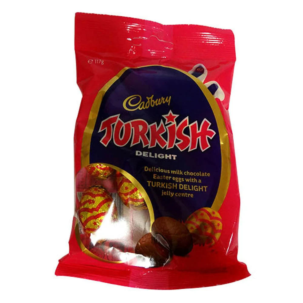 Cadbury Turkish Delight Mini Eggs 117g (ca 10 ägg/väska)