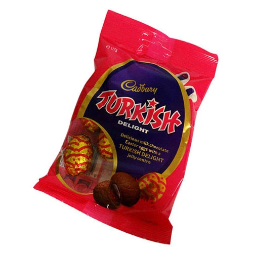 Cadbury Turkish Delight Mini Eggs 117g (ca 10 ägg/väska)