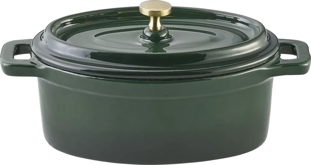 Cocotte oval green 15x10cm