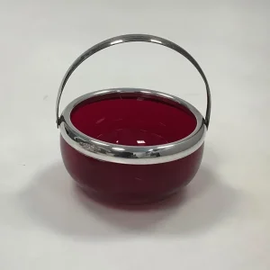 Dansk Glas Sukkerskål med sølvplet montering