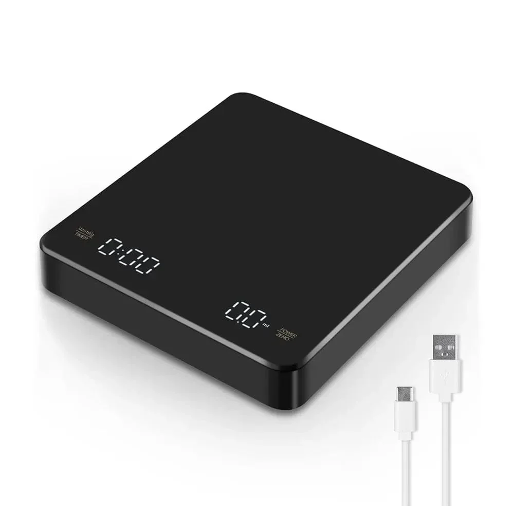 Digital kaffevåg med timer LED-skärm Espresso USB 3 kg max. Vikt 0,1 g precision i oz/ml/g
