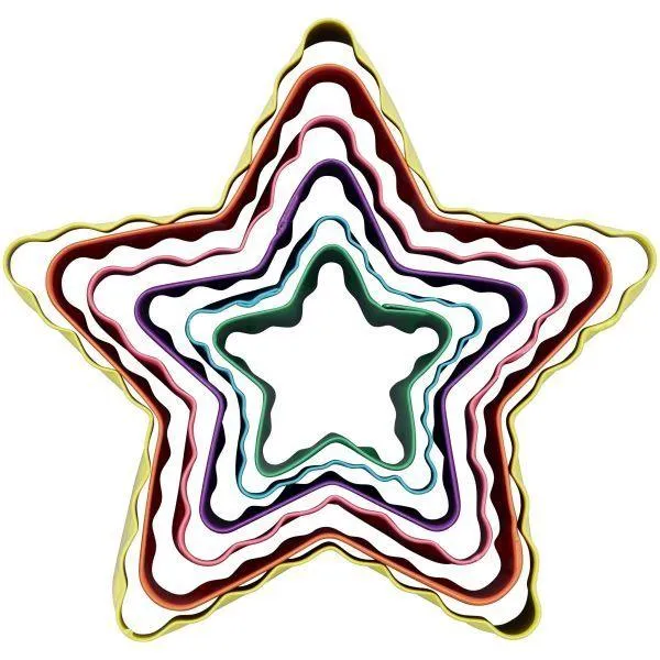 Dubbelhäftande stjärnformade kakmått Set/6