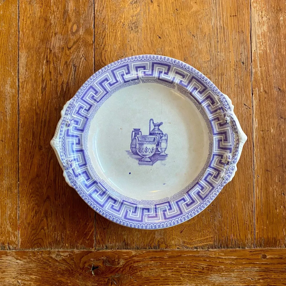 English “Key Border” Cake Tray Etruscan Vases – Mid-19th Century