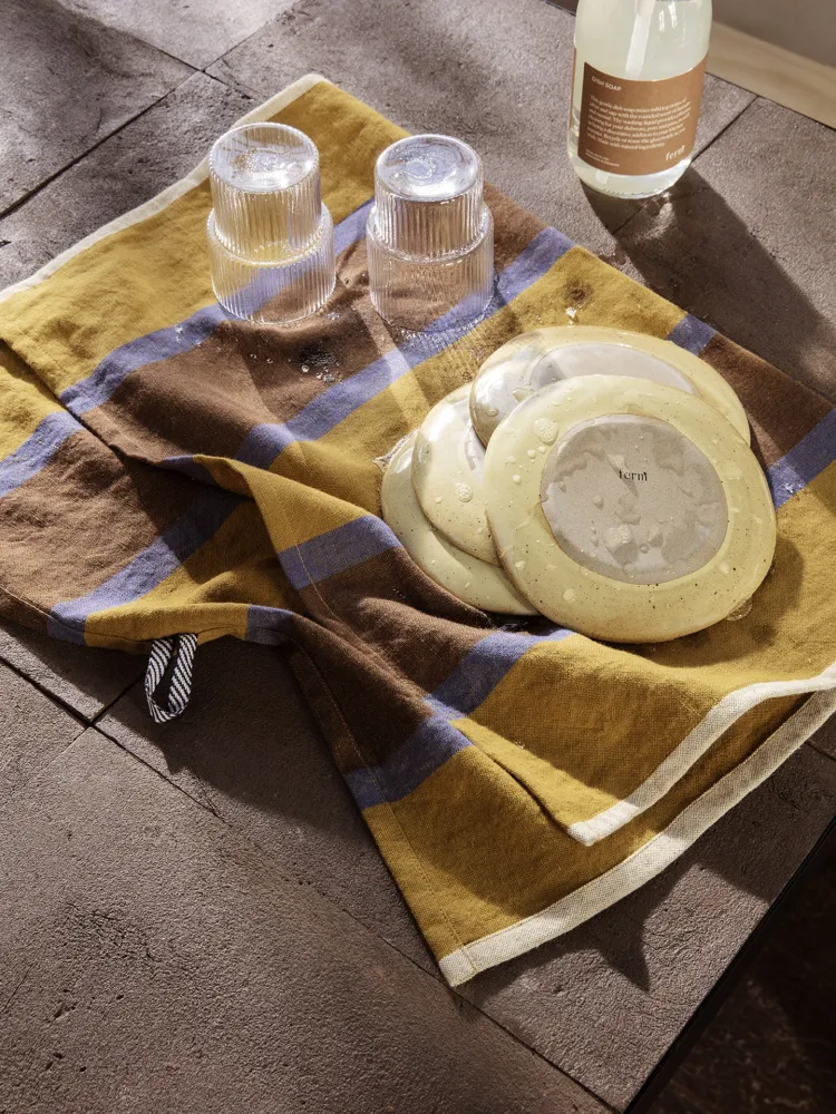 Hale Tea Towel - Lime/Bright Blue/Choco Ferm Living - SE