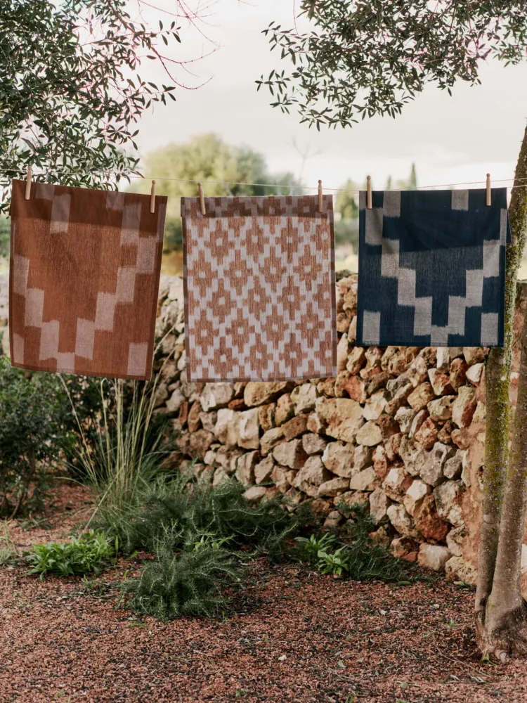 Ikat Tea Towel - Mist Blue/Terracotta Ferm Living - SE