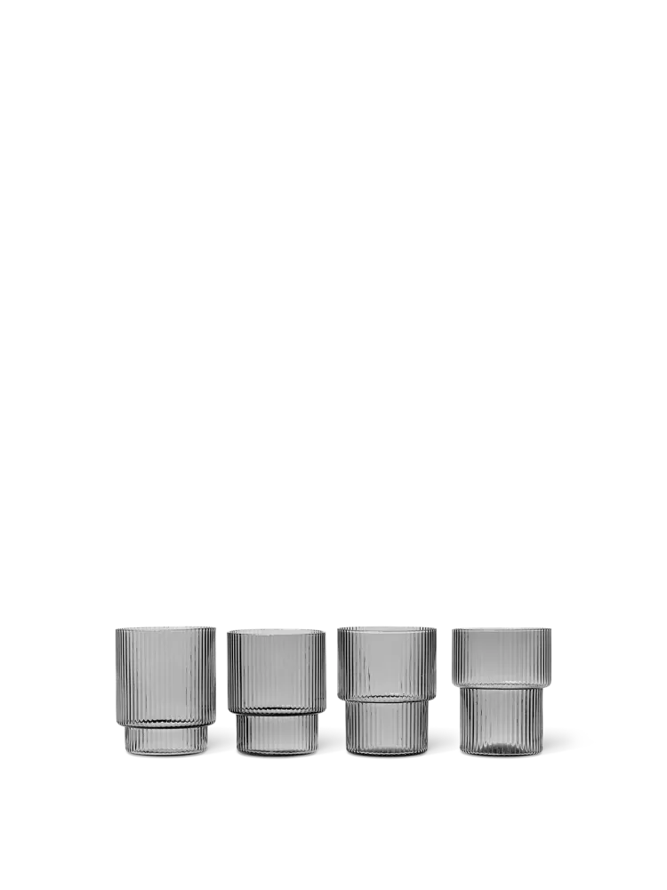 Ripple Glasses - Set 4 - Smoked Grey Ferm Living - SE