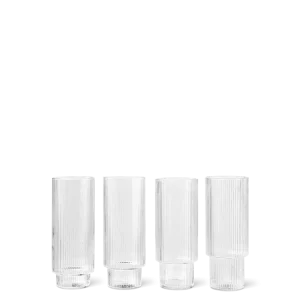 Ripple Long Drink Glasses - Set 4 - Clear Ferm Living - SE