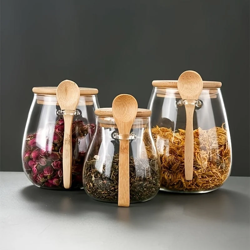 Glasburk med lufttäta lock - Set om 1, Godisburkar och förvaringsburkar för te, kaffe, kryddor - Designade köksaccessoarer...