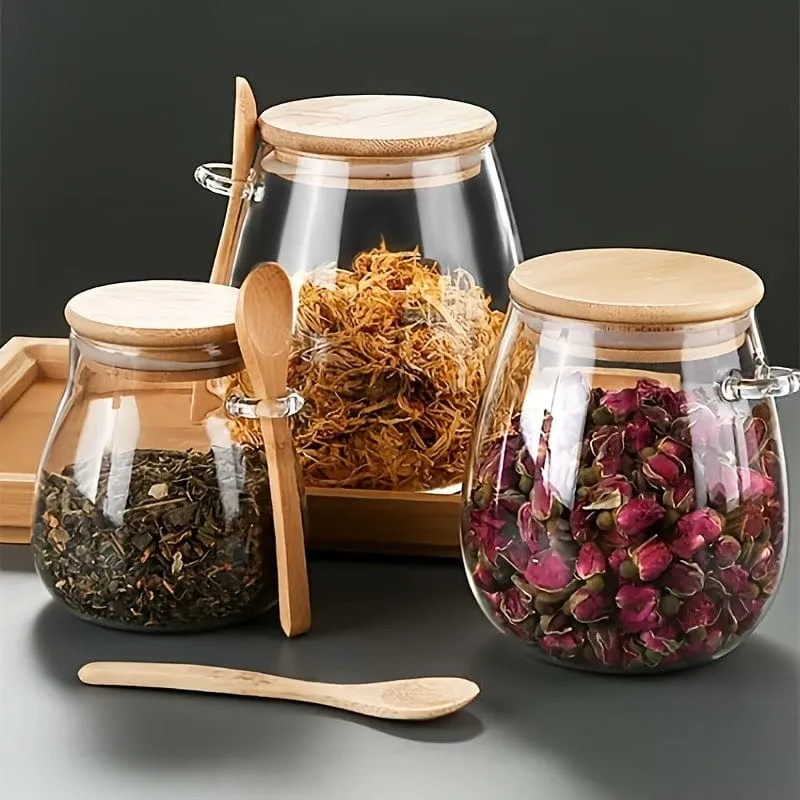 Glasburk med lufttäta lock - Set om 1, Godisburkar och förvaringsburkar för te, kaffe, kryddor - Designade köksaccessoarer...