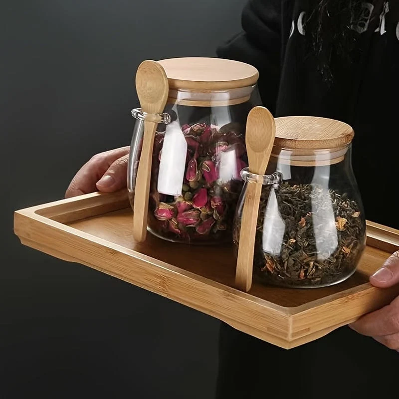 Glasburk med lufttäta lock - Set om 1, Godisburkar och förvaringsburkar för te, kaffe, kryddor - Designade köksaccessoarer...