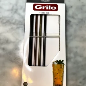 Grilo Sugrör färgade raka 4 st + rengöringsborste