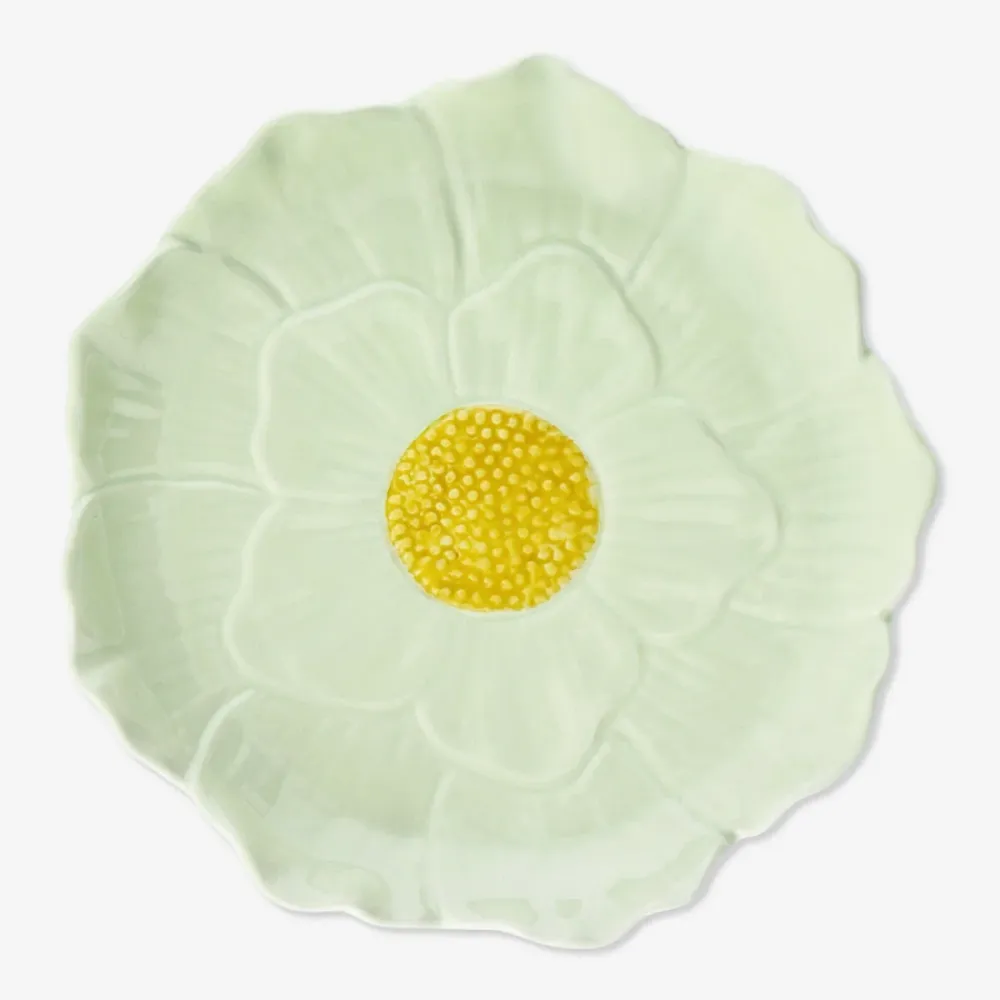 Grön blomma tallrik