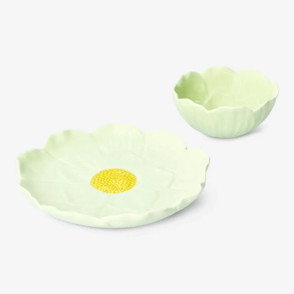 Grön blomma tallrik