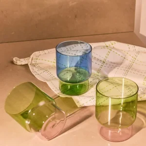 Grönt och rosa dricksglas - 400 ml