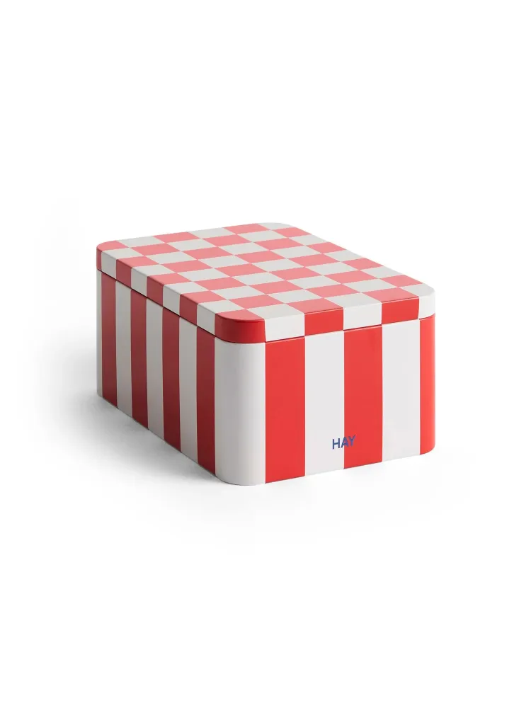 Hay Tin Container - Plåtbox röd och vit