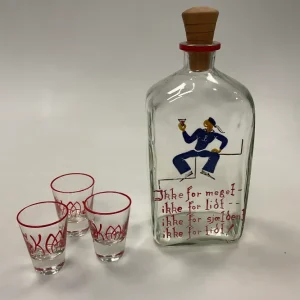Holmegaard Jacob Bang Kantineflaske med 3 glas Sømand