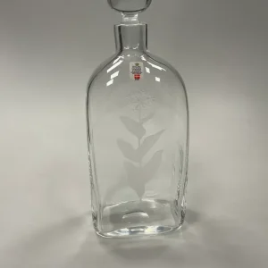 Holmegaard Karaffel i klart glas med gravering af plante