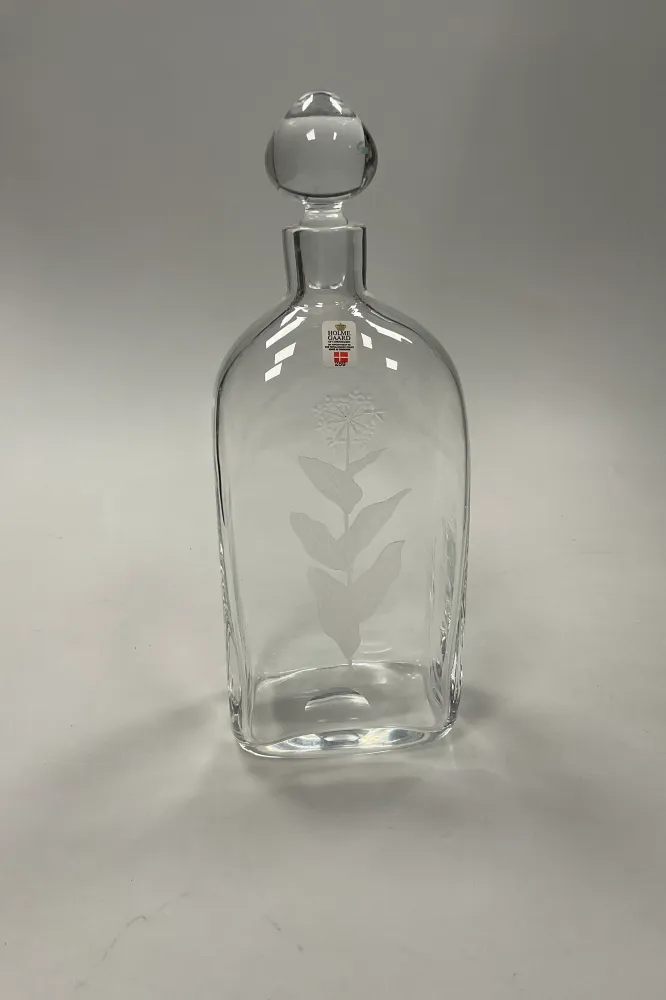 Holmegaard Karaffel i klart glas med gravering af plante