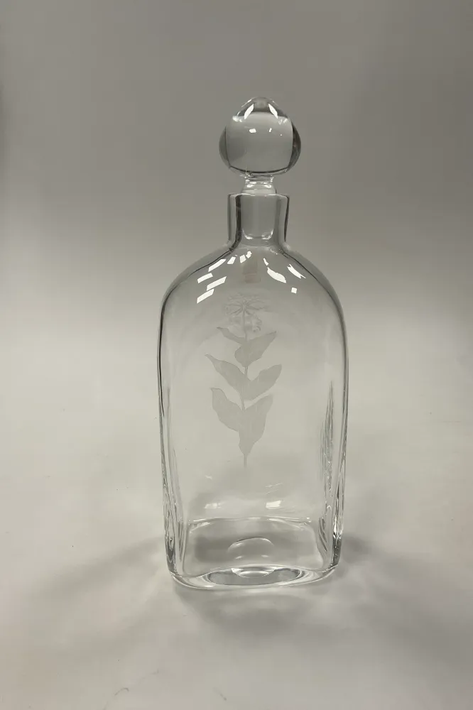 Holmegaard Karaffel i klart glas med gravering af plante