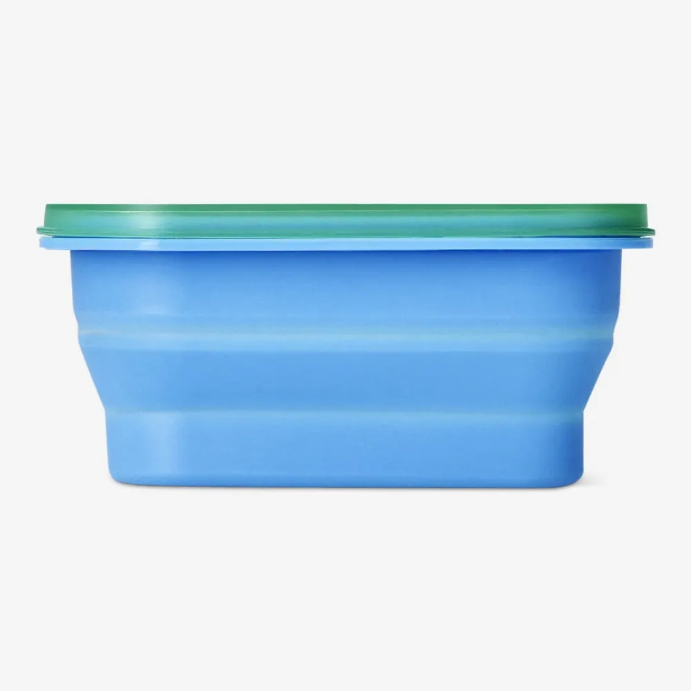 Blå hopfällbar lunchlåda med spork - 600 ml